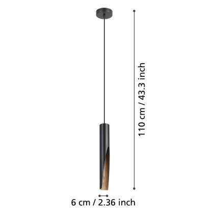 Eglo - LED Luster na sajli 1xGU10/4,5W/230V 3000K crna/braon