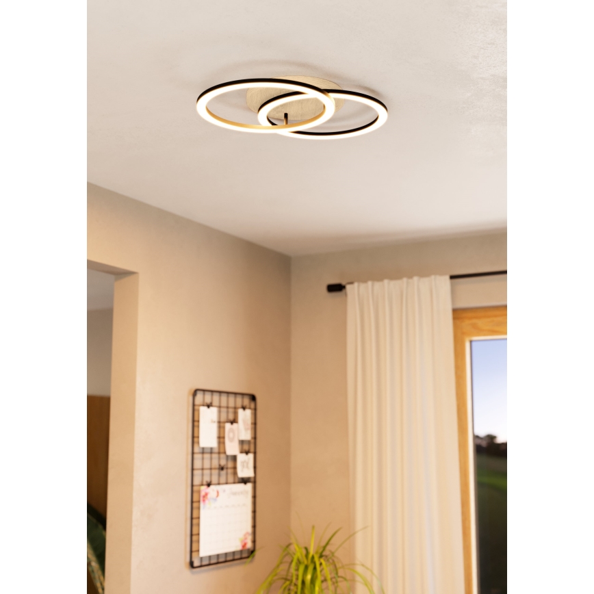 Eglo - LED prigušiva plafonska svetiljka 2xLED/16W/230V 2700-6500K bež/crna ZigBee