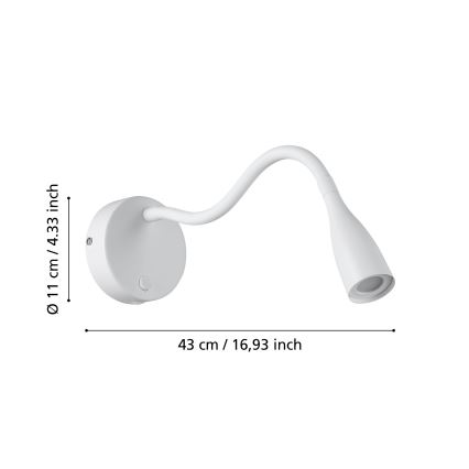Eglo - LED fleksibilna zidna lampa sa USB LED/3,8W/230V bela