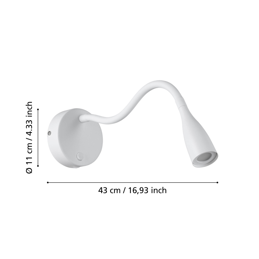 Eglo - LED fleksibilna zidna lampa sa USB LED/3,8W/230V bela