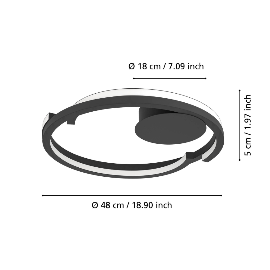 Eglo - LED prigušiva plafonska svetiljka 2xLED/20W/230V 2700-6500K Ø 48 cm crna + daljinski upravljač