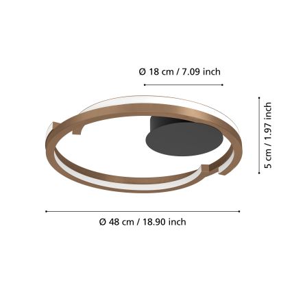 Eglo - LED prigušiva plafonska svetiljka 2xLED/20W/230V 2700-6500K prečnik 48 cm bronzana + daljinski upravljač