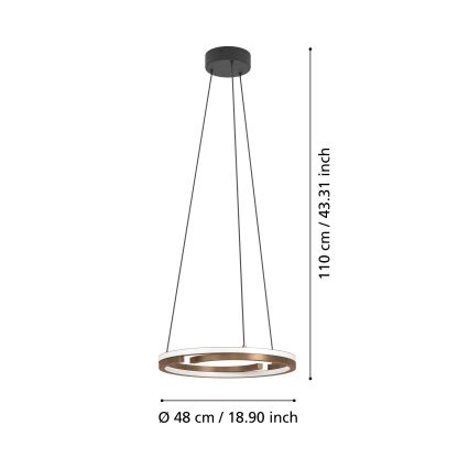 Eglo - LED prigušiva luster na sajli 2xLED/20W/230V 2700-6500K Ø 48 cm bronzan + daljinsko upravljanje