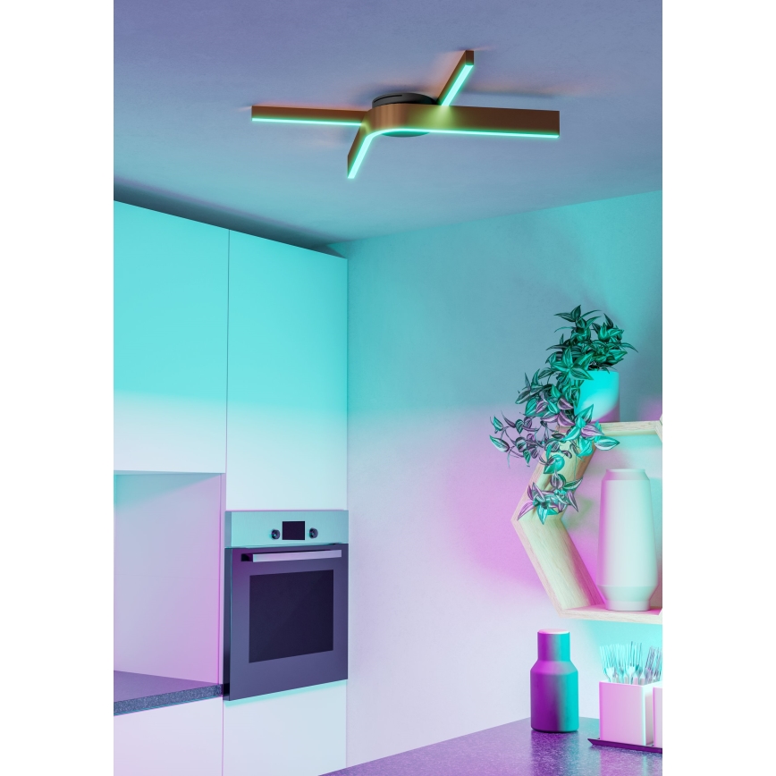 Eglo - LED RGBW prigušiva stropna svetiljka 2xLED/18W/230V 2700-6500K bakarna/crna