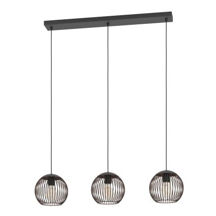 Eglo - Luster na lanku 3xE27/60W/230V crna