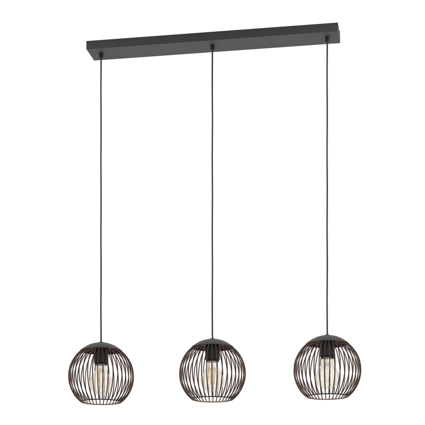 Eglo - Luster na lanku 3xE27/60W/230V crna