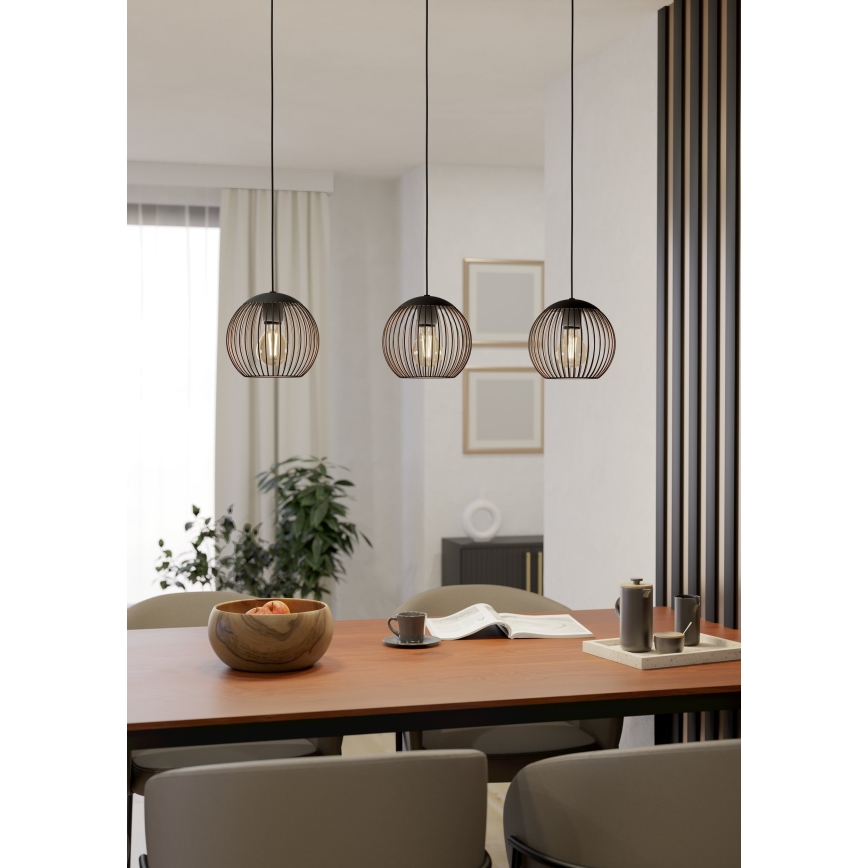 Eglo - Luster na lanku 3xE27/60W/230V crna