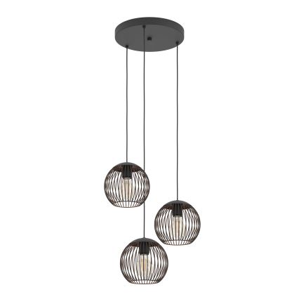 Eglo - Luster na sajli 3xE27/60W/230V crna