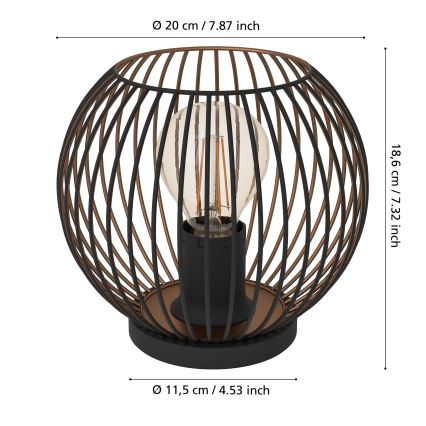 Eglo - Stona lampa 1xE27/60W/230V crna
