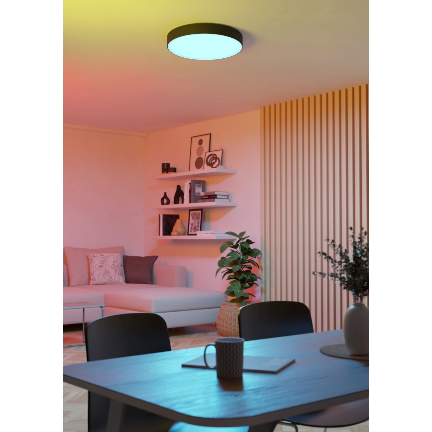 Eglo - LED RGBW prigušiva stropna svetiljka LED/15W/230V 2700-6500K prečnik 39 cm crna
