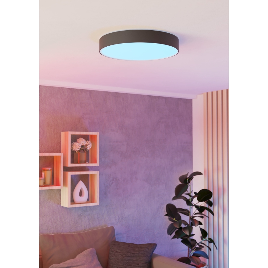 Eglo - LED RGBW prigušiva stropna svetiljka LED/26W/230V 2700-6500K prečnik 49 cm crna
