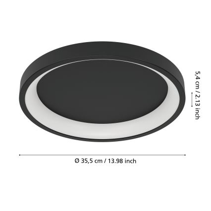 Eglo - LED RGBW prigušiva plafonska svetiljka LED/19,6W/230V 2700-6500K prečnik 35 cm crna