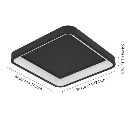 Eglo - LED RGBW prigušiva plafonska svetiljka LED/20W/230V 2700-6500K 35x35 cm crna