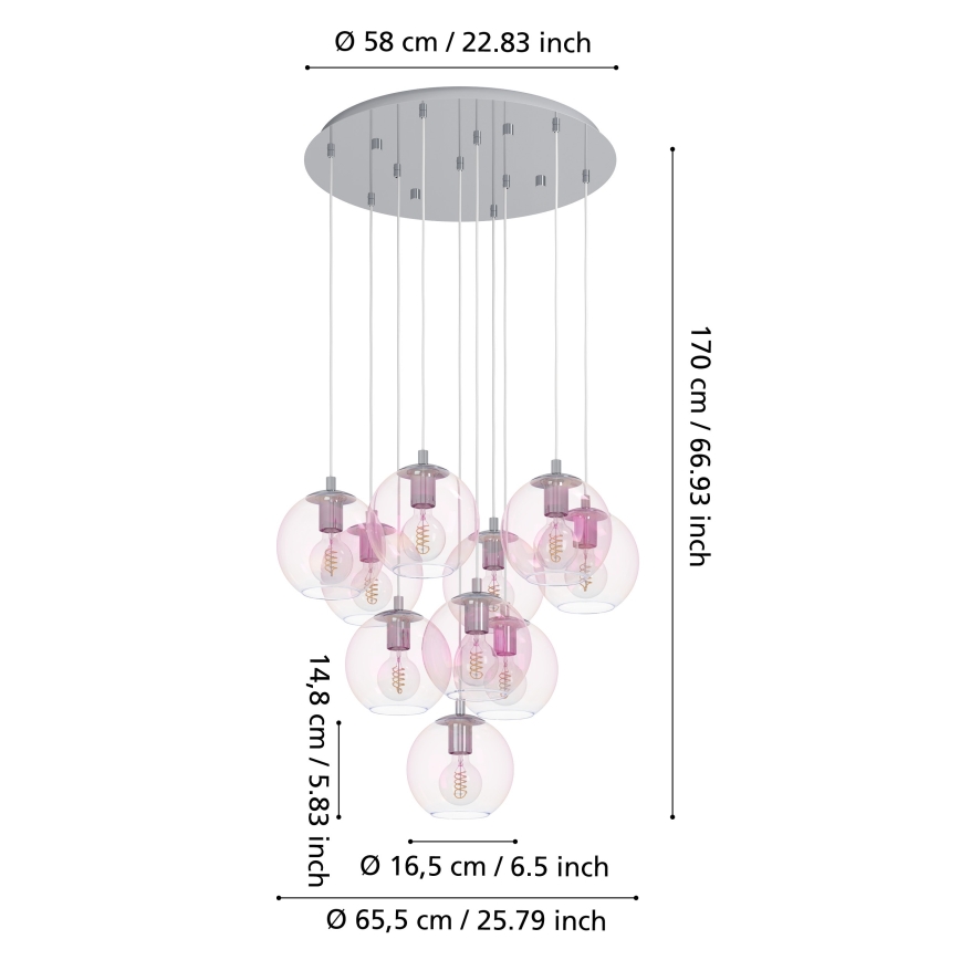 Eglo - Luster na sajli 10xE27/60W/230V sjajni hrom/proziran