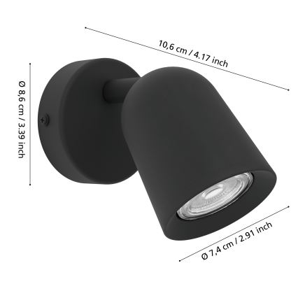 Eglo - Zidno reflektorsko svetlo 1xGU10/5W/230V crno