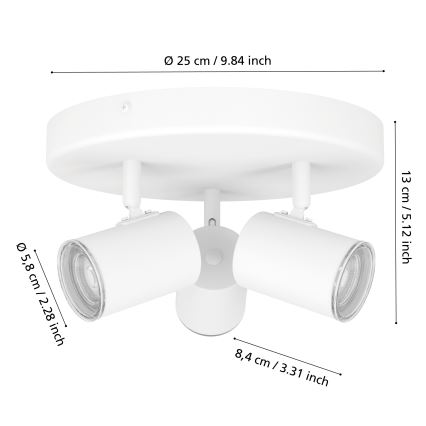 Eglo - Kupatilsko spot svetlo 3xGU10/5W/230V Ø 25 cm IP44 belo