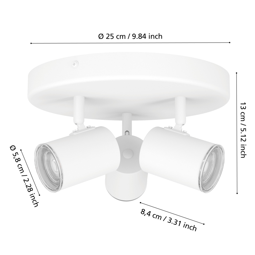 Eglo - Kupatilsko spot svetlo 3xGU10/5W/230V Ø 25 cm IP44 belo