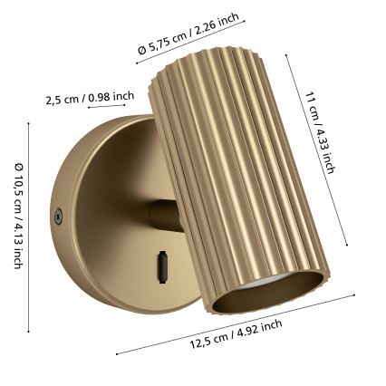 Eglo - Zidna spot svetiljka 1xGU10/5W/230V zlatna