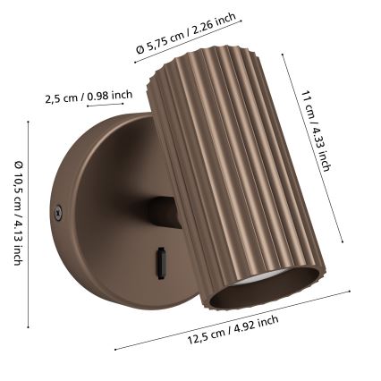 Eglo - Zidna spot svetiljka 1xGU10/5W/230V braon