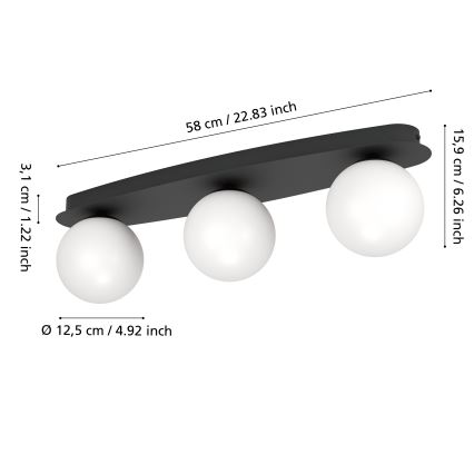 Eglo - LED plafonsko svetlo za kupatilo 3xG9/4,2W/230V IP44 crno