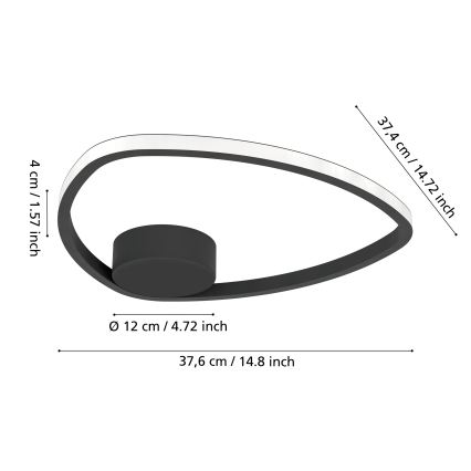 Eglo - LED plafonsko svetlo LED/9,7W/230V 2700/4000/6500K prečnik 37,5 cm crna
