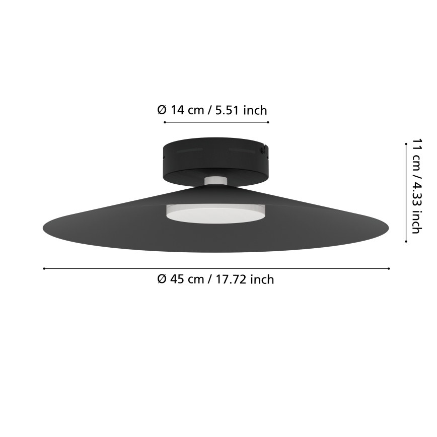 Eglo - LED RGBW prigušiva plafonska svetiljka LED/15,5W/230V 2700-6500K pr. 45 cm crna
