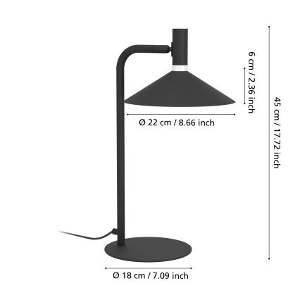 Eglo - LED RGBW prigušiva stona lampa LED/7,5W/230V 2700-6500K crna