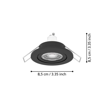 Eglo - LED kupatilsko ugradno spot svetlo 1xGU10/4,5W/230V IP44 crna