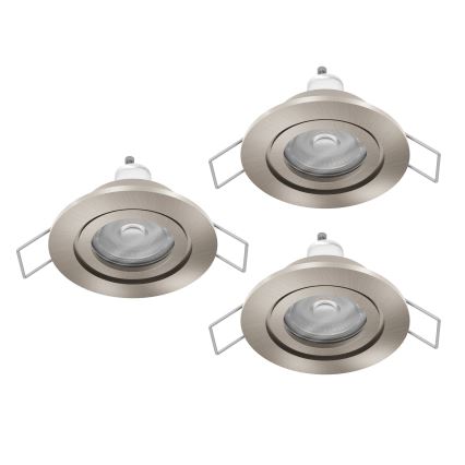 Eglo - SET 3x LED kupatilska ugradna spot svetiljka 1xGU10/4,5W/230V IP44 mat hrom
