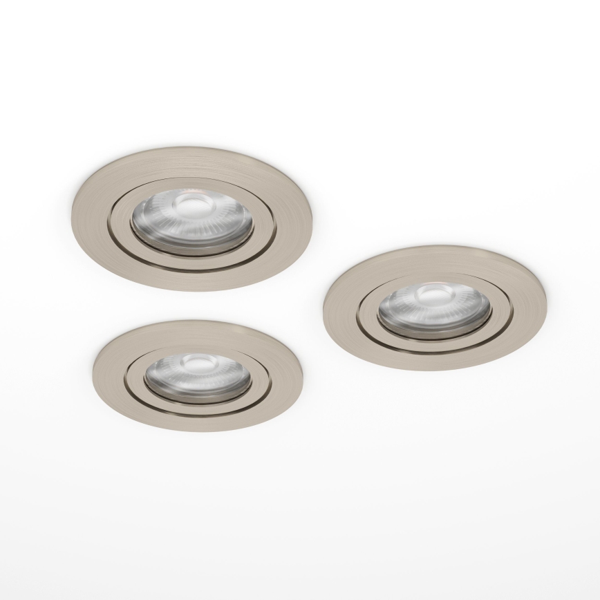 Eglo - SET 3x LED kupatilska ugradna spot svetiljka 1xGU10/4,5W/230V IP44 mat hrom