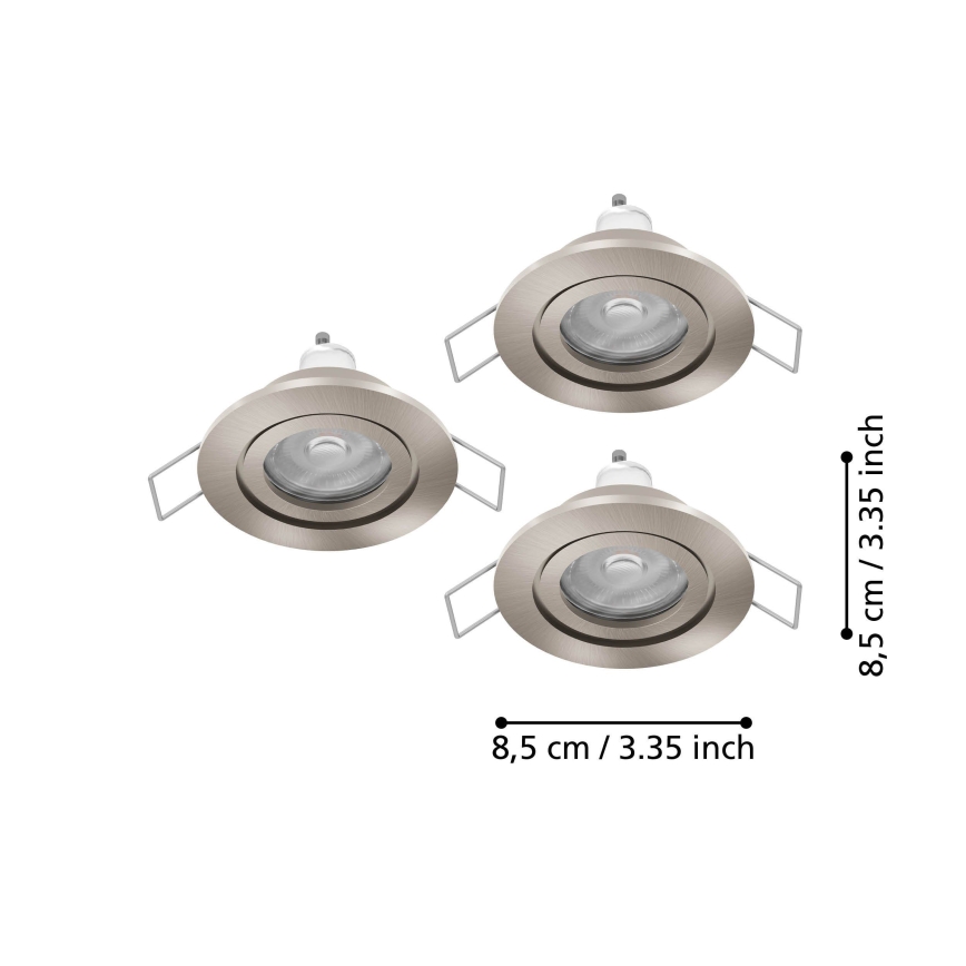 Eglo - SET 3x LED kupatilska ugradna spot svetiljka 1xGU10/4,5W/230V IP44 mat hrom