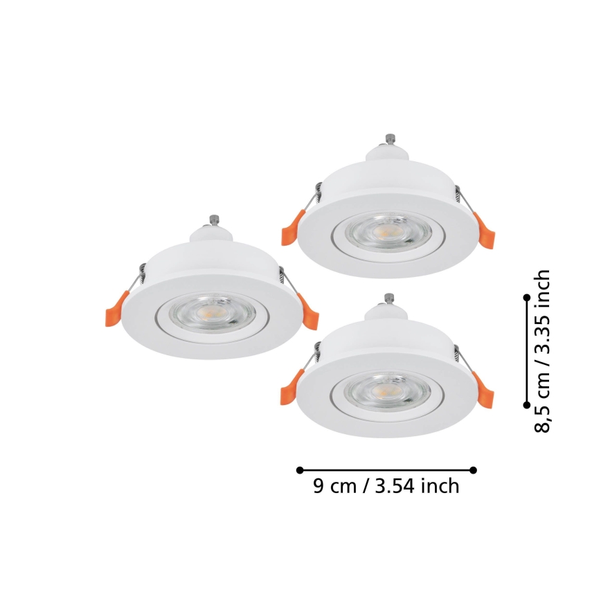 Eglo - Set od 3 LED ugradne spot svetiljke 1xGU10/4,5W/230V bela