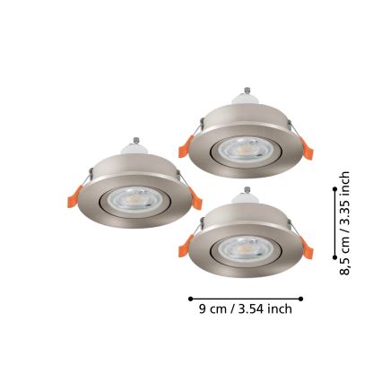 Eglo - Komplet 3x LED ugradnih spot svetala 1xGU10/4,5W/230V mat hrom