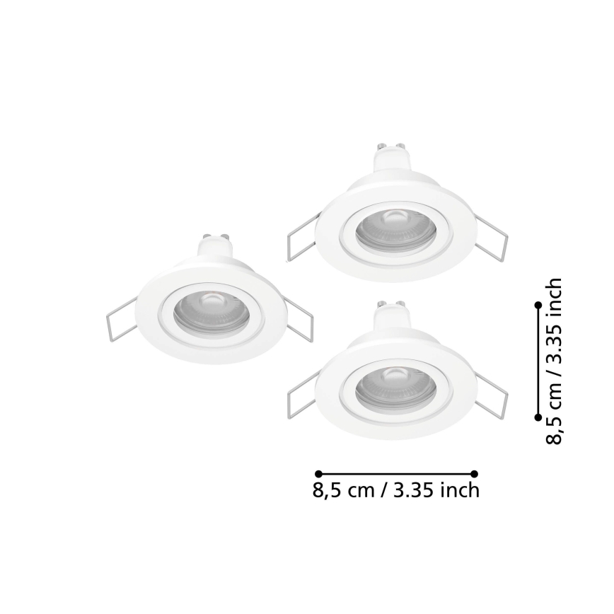 Eglo - Komplet 3x LED ugradno kupatilsko spot svetlo 1xGU10/4,5W/230V IP44 belo