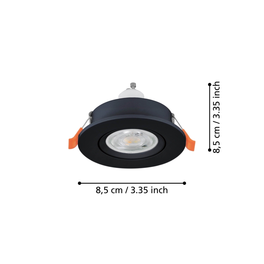 Eglo - LED kupatilsko ugradno spot svetlo 1xGU10/4,5W/230V IP44 crna