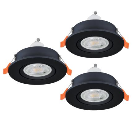 Eglo - SET 3x LED ugradna spot svetiljka 1xGU10/4,5W/230V crna