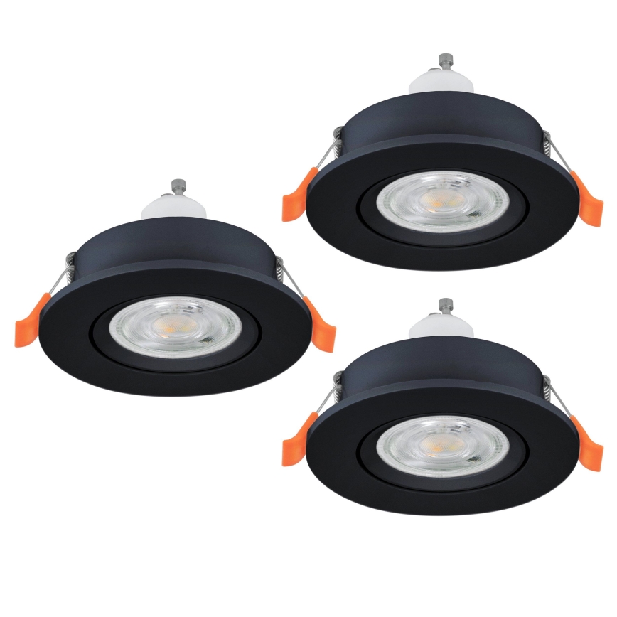 Eglo - SET 3x LED ugradna spot svetiljka 1xGU10/4,5W/230V crna