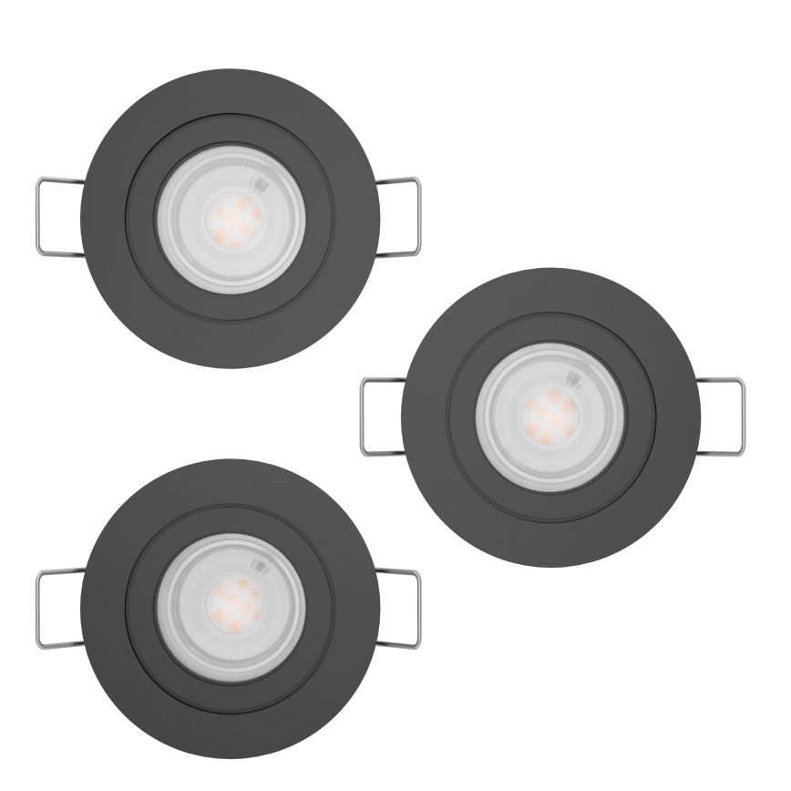 Eglo - SET 3x LED ugradna spot svetiljka 1xGU10/4,5W/230V crna