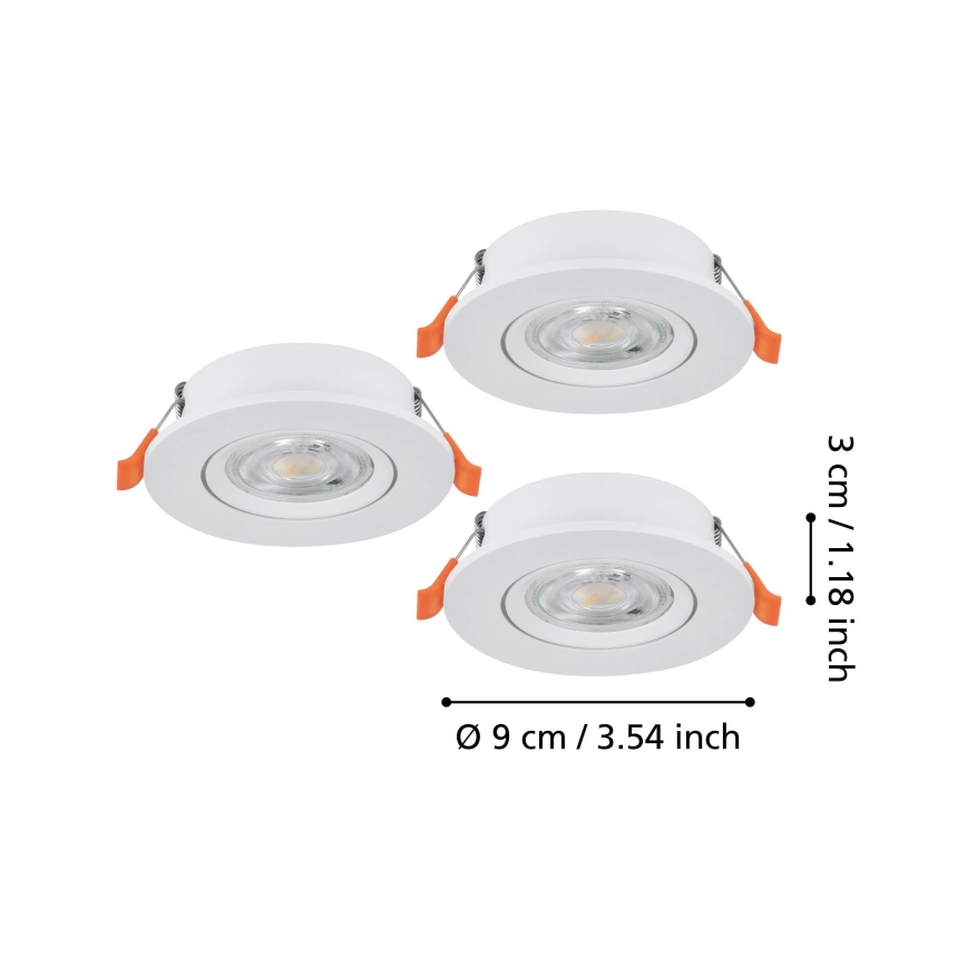 Eglo - set od 3 LED ugradnih spot svetiljki za spušteni plafon LED/4,8W/230V 2700/4000/6500K bela