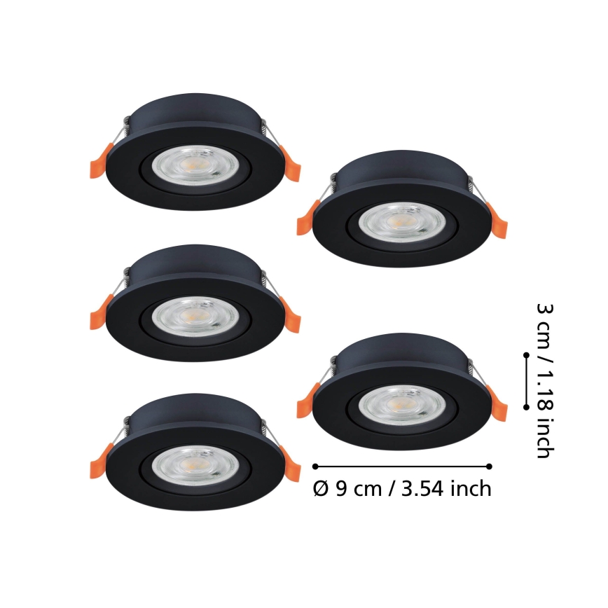 Eglo - SET 5x ugradna LED spot svetiljka LED/4,8W/230V 2700/4000/6500K crna