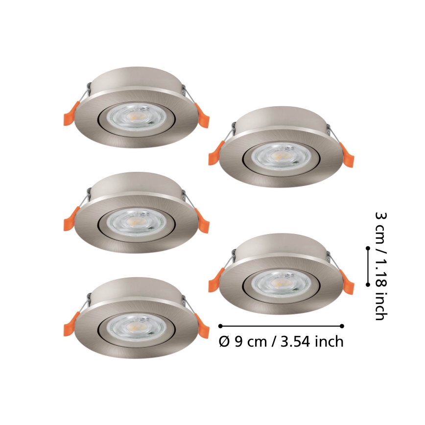 Eglo - KOMPLET 5x LED ugradnih spotova LED/4,8W/230V 2700/4000/6500K mat hrom