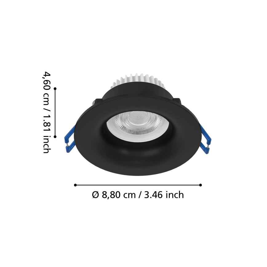 Eglo - LED ugradna svetiljka za kupatilo LED/4,9W/230V 2700/4000/6500K prečnik 8,8 cm IP65 crna