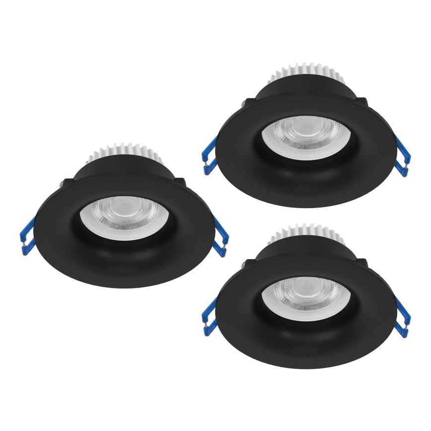 Eglo - Komplet 3x LED ugradnih kupatilskih svetala LED/4,9W/230V 2700/4000/6500K prečnik 8,8 cm IP65 crna