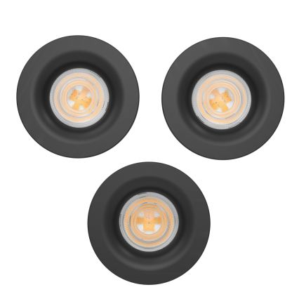 Eglo - Komplet 3x LED ugradnih kupatilskih svetala LED/4,9W/230V 2700/4000/6500K prečnik 8,8 cm IP65 crna