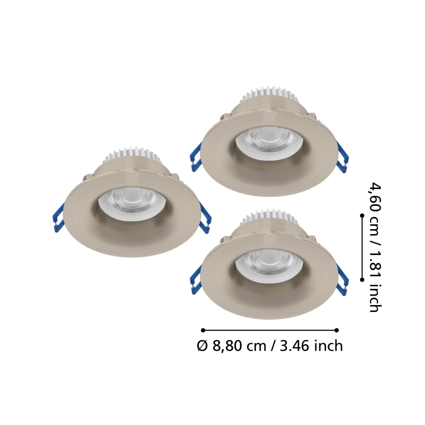 Eglo - komplet od 3 LED ugradne kupatilske svetiljke LED/4,9W/230V 2700/4000/6500K prečnik 8,8 cm IP65 mat hrom