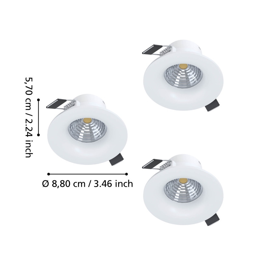 Eglo - SET 3x prigušiva ugradna LED svetiljka LED/4,8W/230V prečnik 8,8 cm bela