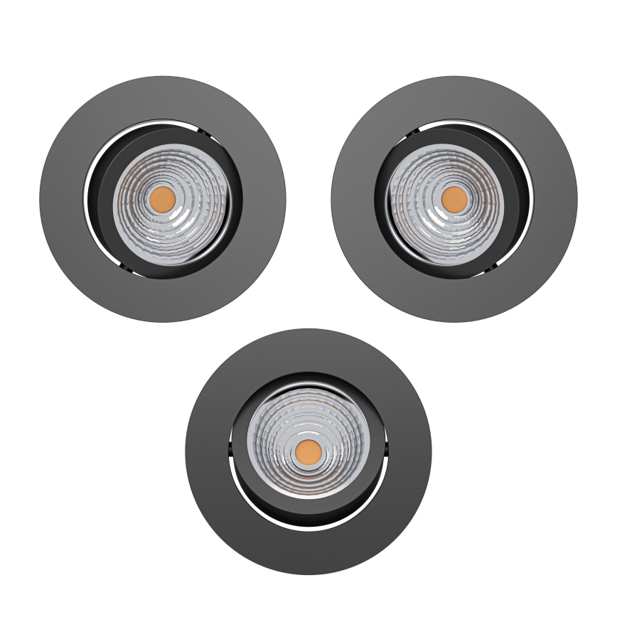 Eglo - Set 3x LED prigušiva ugradna plafonska svetiljka LED/6,4W/230V Ø 8,8 cm crna