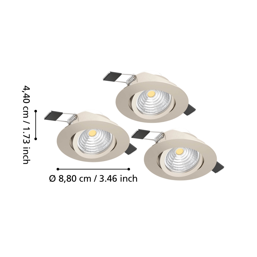 Eglo - SET od 3 prigušiva LED ugradne svetiljke LED/6,4W/230V pr. 8,8 cm mat hrom