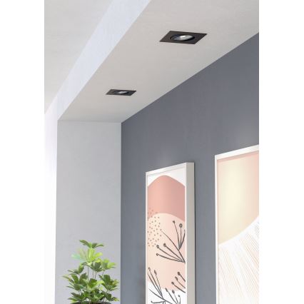 Eglo - Set 3x prigušiva ugradna LED svetiljka LED/4,8W/230V 8,8x8,8 cm crna