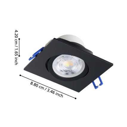 Eglo - KOMPLET 3x LED prigušiva ugradna plafonska svetiljka LED/6,4W/230V 8,8x8,8 cm crna